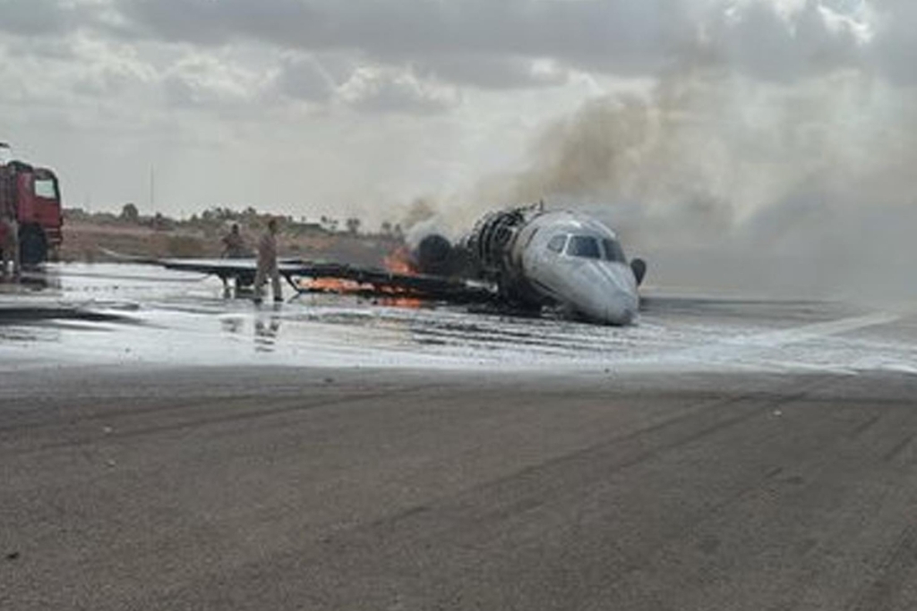İstanbul'dan kalkan jet Libya'da kaza kırıma uğradı! İşte ilk görüntüler