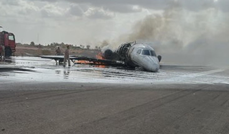 İstanbul'dan kalkan jet Libya'da kaza kırıma uğradı! İşte ilk görüntüler