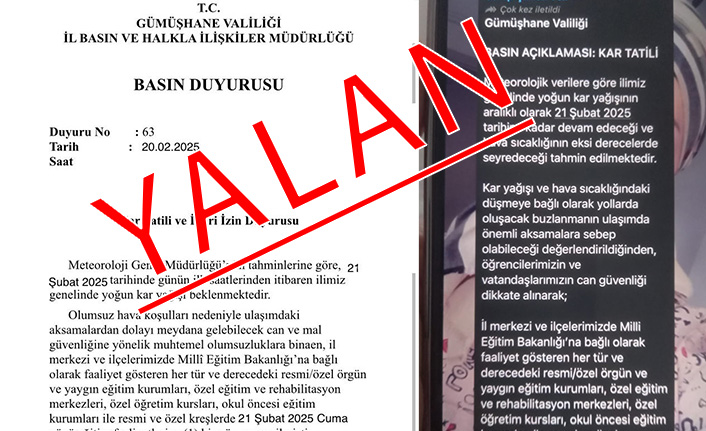 Gümüşhane’de sahte tatil haberlerine inanmayın #haberi, #haberleri, #Gümüşhane #haber