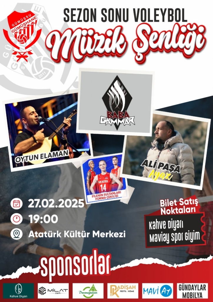 Gümüşhane’de sezon sonu voleybol müzik şenliği yapılacak #haberi, #haberleri, #Gümüşhane #haber