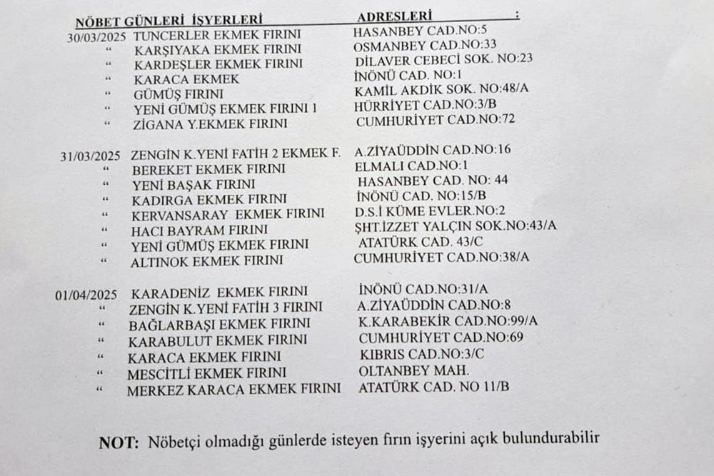 Bayram tatilinde nöbetçi fırın ve lokantalar belli oldu #haberi, #haberleri, #Gümüşhane #haber