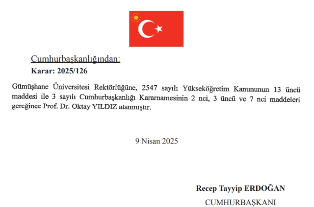 Yeni Gümüşhane Üniversitesi rektörü kim oldu? Gümüşhane Üniversitesi Rektörü Prof. Dr. Oktay Yıldız kimdir, kaç yaşında, nereli, branşı ne?