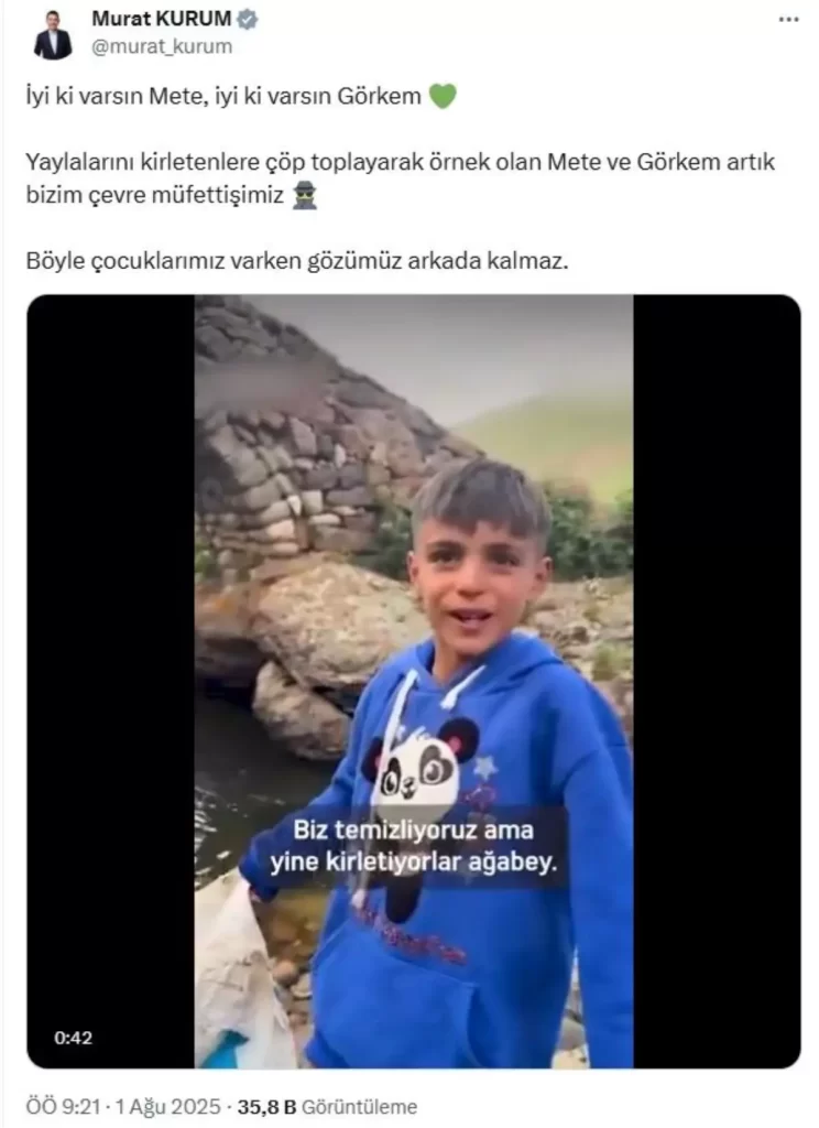 Çevre Dostu Kardeşlere Bakan Kurum'dan Teşekkür