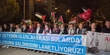 ABD Büyükelçiliği önünde, İsrail'in Sumud Filosu'na yönelik müdahalesi protesto edildi