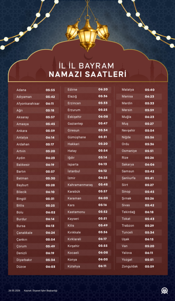 Gümüşhane bayram namazı saat kaçta 2026? DİYANET Gümüşhane bayram namazı saati!