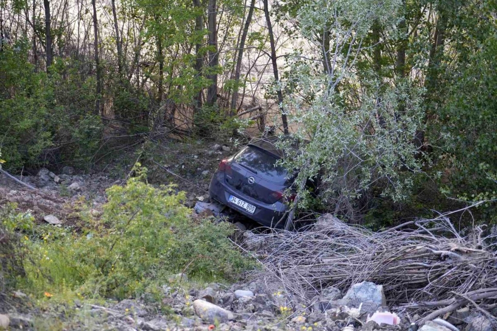 Kontrolden çıkan otomobil Harşit Çayı'nın kenarında durabildi