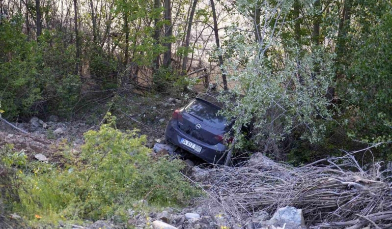 Kontrolden çıkan otomobil Harşit Çayı'nın kenarında durabildi