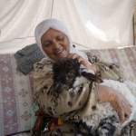 Torul'da 76 yaşındaki Türkmen Nine, kuzusu Boncuk'u torunu gibi büyütüyor