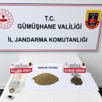 Gümüşhane'de durdurulan araçta 7,5 gram kubar esrar ve kenevir tohumu ele geçirildi