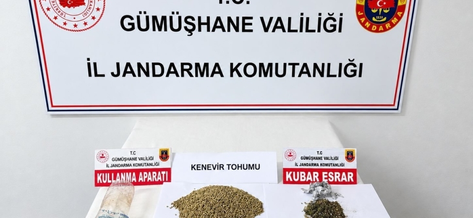 Gümüşhane'de durdurulan araçta 7,5 gram kubar esrar ve kenevir tohumu ele geçirildi
